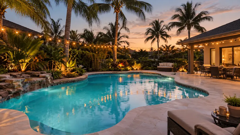 A clean backyard swimming pool
